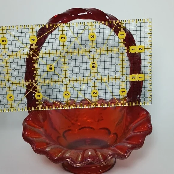 Fenton 2003 Historic Collection Ruby Amberina Basket #4633 RL Paneled Grapes - Picture 11 of 13